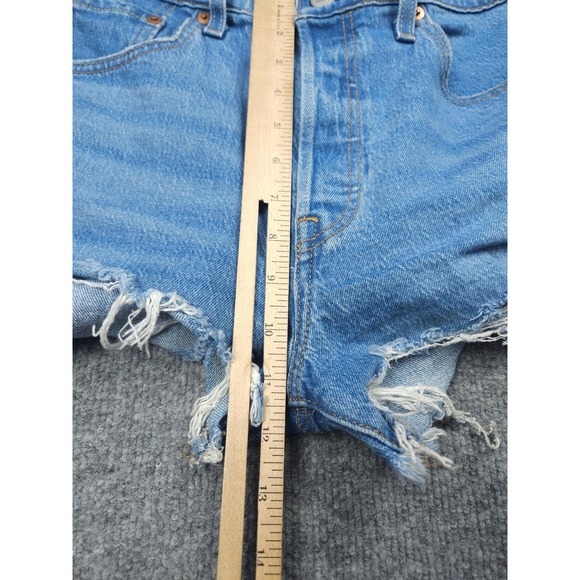 Levi's Cut Off 501 Jean Shorts Jorts Women's 29 Blue Denim Cotton Blend Stretch - Picture 10 of 11